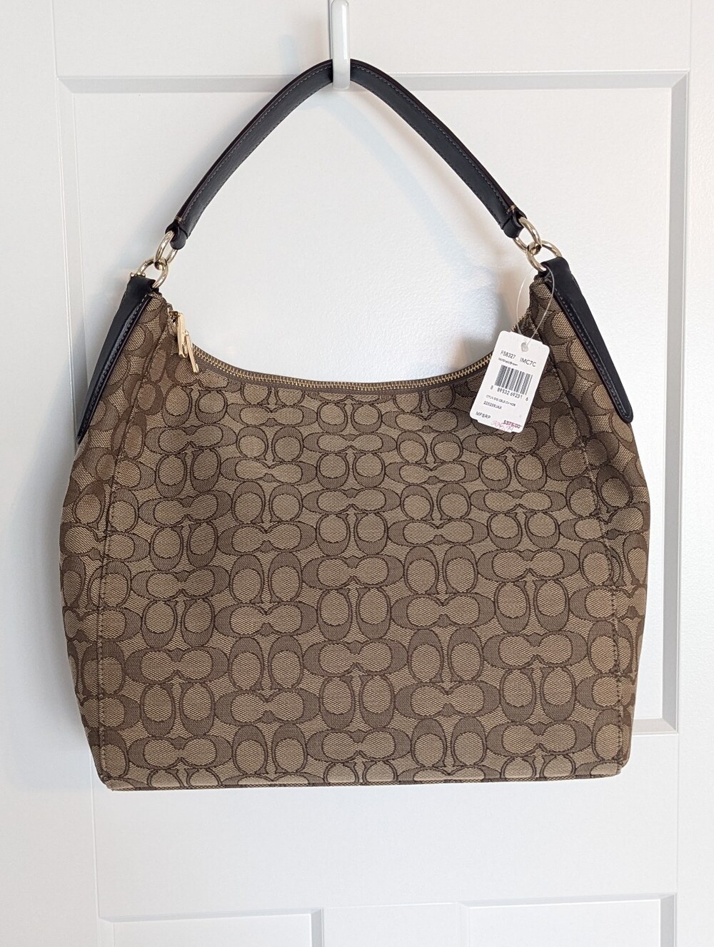 Coach Signature Celeste Hobo Shoulder Bag - Classic Khaki Brown NWT - Picture 4 of 10